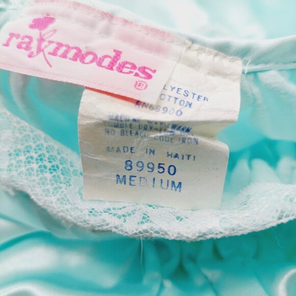 Raymodes Womens Size Medium Green Mint Lace Trim Long Nightgown - Picture 5 of 11
